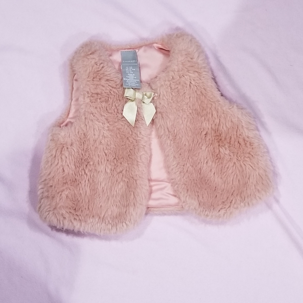 Tahari Pink Fuzzy Vest - 18 months